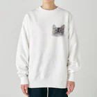 れいにゃん堂&れいにゃあ～と😺のチョークアートの見上げるサビ猫 Heavyweight Crew Neck Sweatshirt