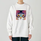 猫の憩い場のアートな猫 Heavyweight Crew Neck Sweatshirt