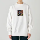 夫婦にゃんこのスポーツ観戦を楽しむ夫婦ネコ Heavyweight Crew Neck Sweatshirt