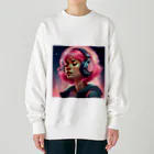 B_possibleのピンク髪の少女 リアルVer. Heavyweight Crew Neck Sweatshirt