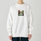 ワンダーワールド・ワンストップの鯉が泳いでいる水彩画調の池③ Heavyweight Crew Neck Sweatshirt