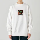 ワンダーワールド・ワンストップのハワイアンシャツを着てウクレレを弾くサボテン Heavyweight Crew Neck Sweatshirt