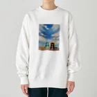 nono marchéの黒猫ロイと龍の赤ちゃん 油絵 手描き Heavyweight Crew Neck Sweatshirt