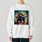 春乃遊羽アイディアイラストショップの可愛いトリケラトプス Heavyweight Crew Neck Sweatshirt