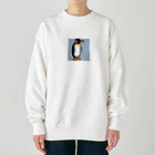 フリーダムのどこかを見ているペンギン　ピクセルアート Heavyweight Crew Neck Sweatshirt