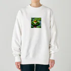 フリーダムの元気なカエル　ピクセルアート Heavyweight Crew Neck Sweatshirt