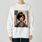 ワンダーワールド・ワンストップのおかっぱ頭のミステリアスな女性画家 Heavyweight Crew Neck Sweatshirt