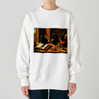 memit美術館の中世の黒猫 Heavyweight Crew Neck Sweatshirt