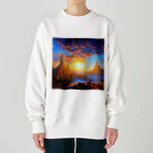 宇宙開発デザイン科の夕陽の中の城 Heavyweight Crew Neck Sweatshirt