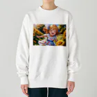 poketuのかわいい少女のイラストグッズ Heavyweight Crew Neck Sweatshirt