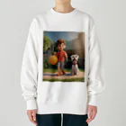 ワンダーワールド・ワンストップの男の子と愛らしいシュナウザー・ドッグ② Heavyweight Crew Neck Sweatshirt