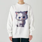 Hoshi_Hikariのホワイトにゃんこ Heavyweight Crew Neck Sweatshirt