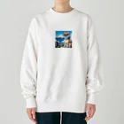 ピヨっこのサングラス犬　【銀次郎】 Heavyweight Crew Neck Sweatshirt