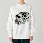 MakotOの猫と鯉（水墨画風） Heavyweight Crew Neck Sweatshirt