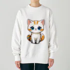 もふもふデザインストアのふんわり癒しのモフモフ猫 Heavyweight Crew Neck Sweatshirt