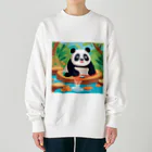 萌えキャラ大好きの温泉を楽しむパンダイラストのグッズ Heavyweight Crew Neck Sweatshirt