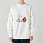 Vasetti_pressの可愛いおばけとカボチャ Heavyweight Crew Neck Sweatshirt