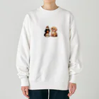 もふもふアニマルズのプリンを楽しむ犬 Heavyweight Crew Neck Sweatshirt