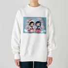 ニンニン忍者パンの愛くるしい表情のキュートな子供忍者イラスト入り！ Heavyweight Crew Neck Sweatshirt