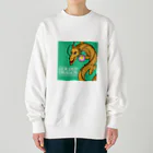 kazu_gの幸せの金龍さん（緑） Heavyweight Crew Neck Sweatshirt