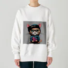 非常口社長のヒップホップ猫 Heavyweight Crew Neck Sweatshirt