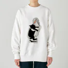 小鳥と映画館のイナズマメイクの女性と黒猫 Heavyweight Crew Neck Sweatshirt