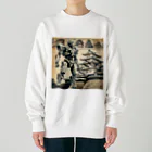 こまイヌ屋たちの彦根城ロボ Heavyweight Crew Neck Sweatshirt