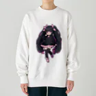 hatoyamaのかわいい黒髪ツインテール美少女 Heavyweight Crew Neck Sweatshirt