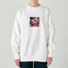 動物大好き＠たつまるのトナカイパンダとサンタはいつも仲良し Heavyweight Crew Neck Sweatshirt