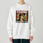 kazu_gのレトロ風ポスター（女性） Heavyweight Crew Neck Sweatshirt