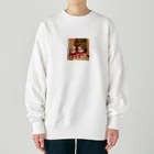 スタジアム太郎のメリークリスマス！ 小さなサンタさん 微笑むカワイイTWINS Heavyweight Crew Neck Sweatshirt