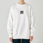 かわいい女の子とシュールな絵の飛び出すワンちゃん Heavyweight Crew Neck Sweatshirt