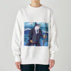 桜猫店-sakuraneko-のサメ君リクルートする Heavyweight Crew Neck Sweatshirt