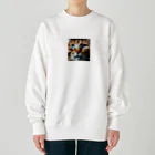 しんの考え事している猫 Heavyweight Crew Neck Sweatshirt