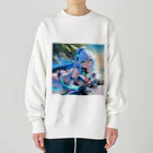 シロクマペンギンのエルフのサイバーピアニストの夏休み Heavyweight Crew Neck Sweatshirt