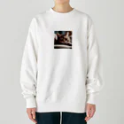 SaltyCookie Design Worksのドアップで寝ているネコ[カラー] Heavyweight Crew Neck Sweatshirt