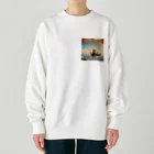 cat(゜))<<のパラシュートする猫 Heavyweight Crew Neck Sweatshirt