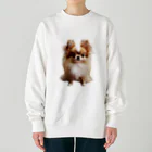 maru153921のろんぐこーとちわわ Heavyweight Crew Neck Sweatshirt