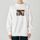 yo_yo_0903の筋トレをする恐竜 Heavyweight Crew Neck Sweatshirt