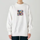 m222web-shopのスノーボードとキャラクターたちのイラストグッズ Heavyweight Crew Neck Sweatshirt