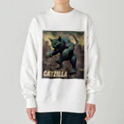 HappyFaceMarketのゴジラになりたい猫 CATZILLA Heavyweight Crew Neck Sweatshirt