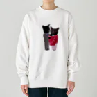 Parallel_merchの黒猫の親子 Heavyweight Crew Neck Sweatshirt