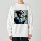 mihhyの三つ葉のクローバーでさえ、祈る少女 Heavyweight Crew Neck Sweatshirt