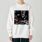 Koroniumの一匹の個性的な猫が絵筆を握っています Heavyweight Crew Neck Sweatshirt