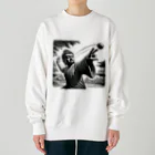 sakura1031のダジャレ仏像シリーズ・投げる像 Heavyweight Crew Neck Sweatshirt