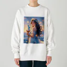 CHIKUSHOの自由の女神のミニチュアを持つ少女 Heavyweight Crew Neck Sweatshirt