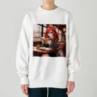 プリンゴブリンの赤毛の読書メガネさん Heavyweight Crew Neck Sweatshirt