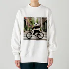 junpeiganba07の街の中を自転車で走るパンダ Heavyweight Crew Neck Sweatshirt