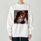 neko_shopの羽ペン猫作家 Heavyweight Crew Neck Sweatshirt