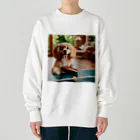 mitsu0123456の可愛い卓球犬 Heavyweight Crew Neck Sweatshirt